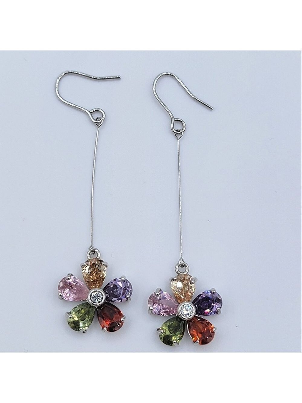 Multicolor Crystal Earrings Flower #2259